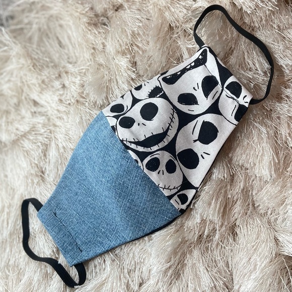 Hand Made Jack Skellington and Denim face mask, S - Picture 1 of 6